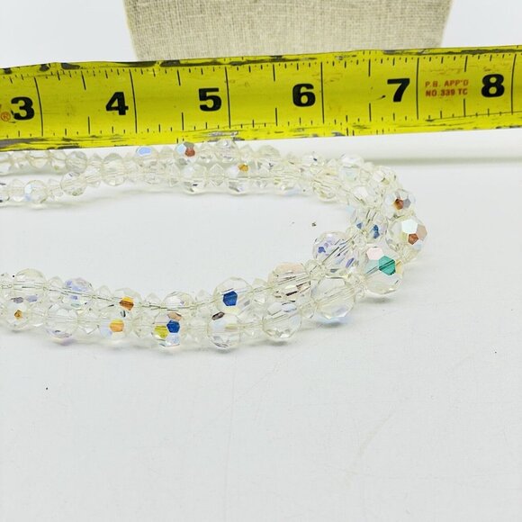 Vintage Double Strand Aurora Borealis Necklace Silver Tone Bling Sparkle READ - Picture 3 of 9